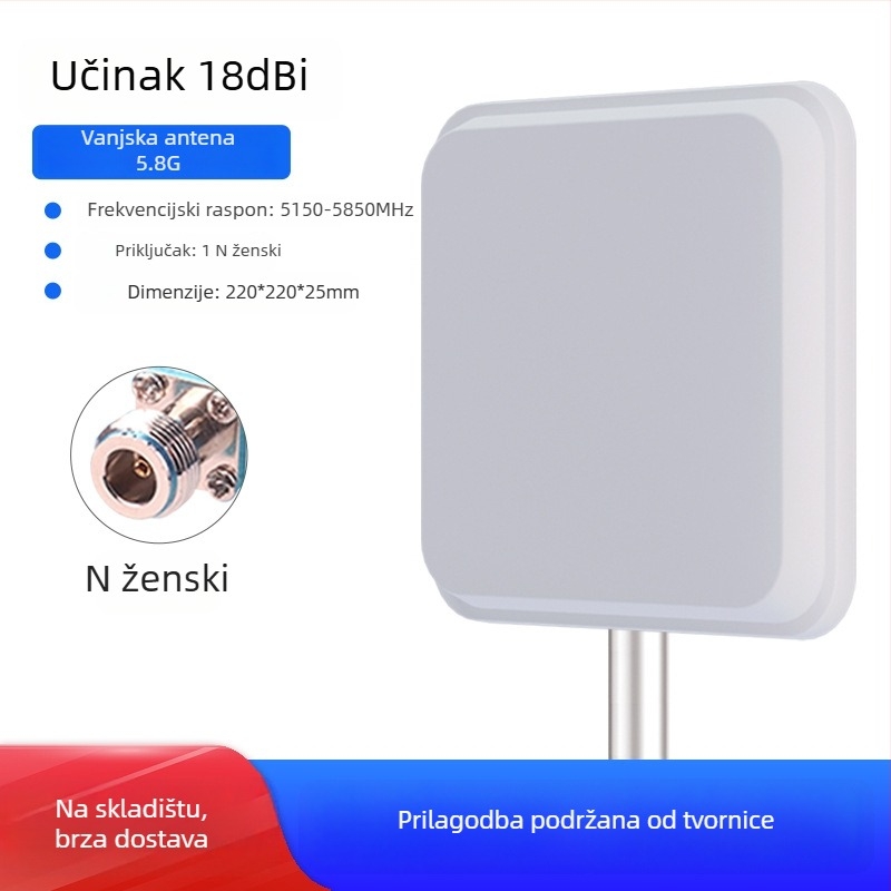 WiFi usmjerena plošna antena, 2.4/5.8 GHz, 18 dBi dobitka, Bridge AP baza stanica