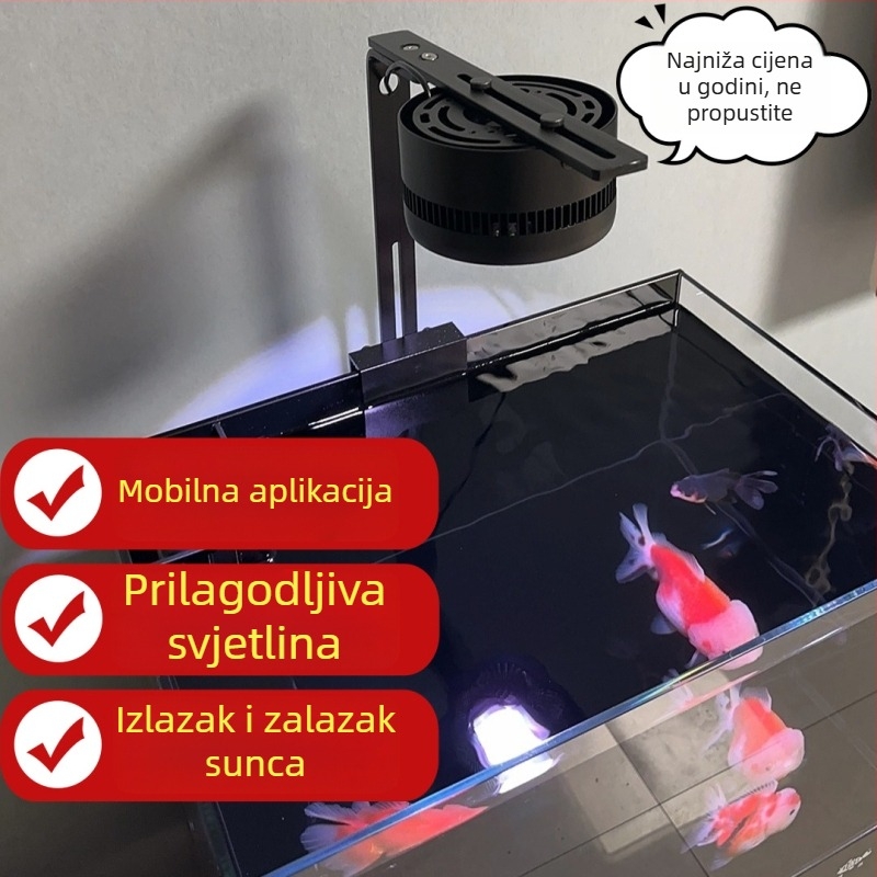 Lampa za alge u akvariju sa širokim spektrom, upravljana putem mobitela, donja svjetiljka za ribice i vodene biljke