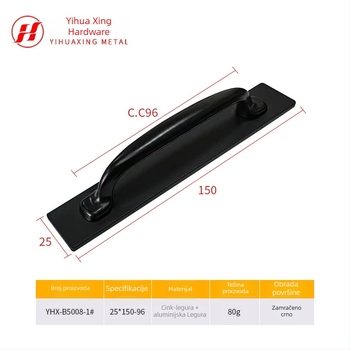 Dekorativna ručka za vrata i prozore s dvije rupe, model YHX-B5008-1#, aluminijska legura, moderni minimalistički stil