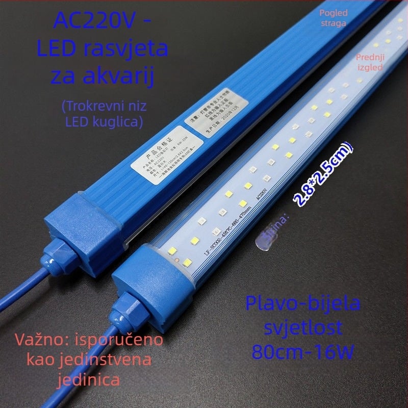 LED lampica za akvarij, vodootporna, 24W, plastično kućište, marka Zhuorui, težina 200 g