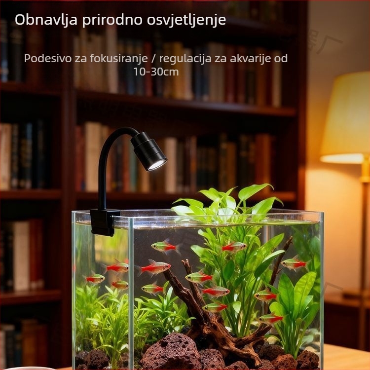 Akvarijska LED COB donja svjetiljka, potpuno spektralna, podesiva, klips svjetlo s lećom za morski akvarij, krajolik s vodnim biljem i koralama