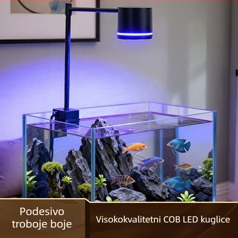 Akvarijska LED COB donja svjetiljka, potpuno spektralna, podesiva, klips svjetlo s lećom za morski akvarij, krajolik s vodnim biljem i koralama