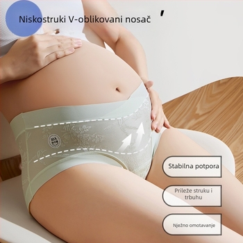 Gaćice za trudnoću s podrškom za trbuh i antibakterijskom intimenom zonom, niski struk, za sve faze trudnoće, najlonska tkanina s pamučnom podstavom