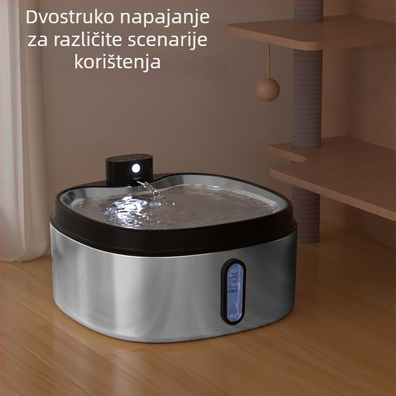 Bežični dispenzer za vodu za kućne ljubimce s indukcijskim senzorom, tiho djelovanje, automatska cirkulacija vode, velik kapacitet, odvojivi dizajn