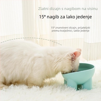 Posude za hranu za kućne ljubimce – dvostruka zdjela na podignutom držaču, anti-prevrćući dizajn, PP materijal, kutija 340 komada