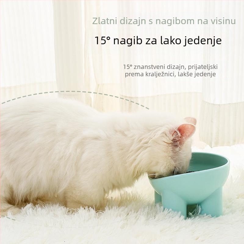 Posude za hranu za kućne ljubimce – dvostruka zdjela na podignutom držaču, anti-prevrćući dizajn, PP materijal, kutija 340 komada