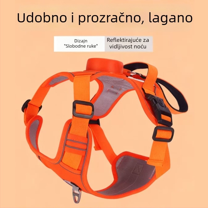 Najlon harnas za psa s podesivim povodcem — sve-u-jednom prsluk s reflektirajućim panelima