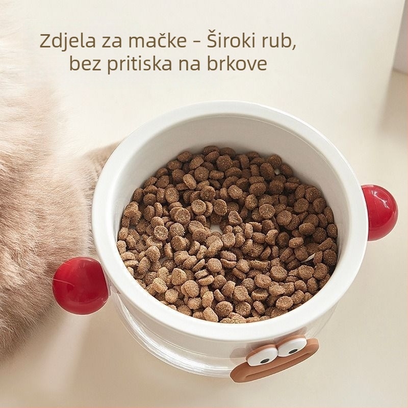Keramička posuda za mačke za hranu i vodu, dvostruka zdjela, otporna na prevrnuće, 2-u-1