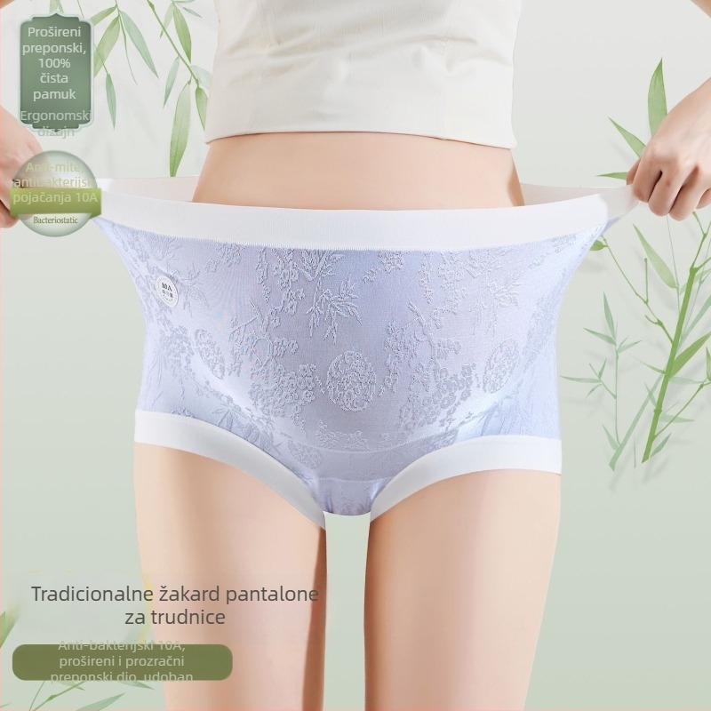 Trudničke gaćice s visokim strukom, antibakterijske, jacquard tkanina, pamuk podstava u području prepona, za trudnoću od početka do kraja