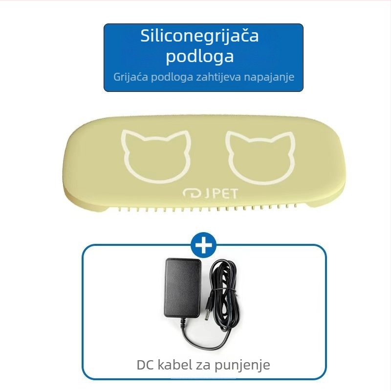 Grejna podloga za posudu s vodom za kućne ljubimce – silikon, stalna temperatura, odvojiva, izolacija vode i električne struje, za mačke