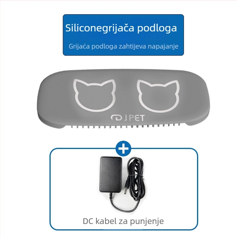 Grejna podloga za posudu s vodom za kućne ljubimce – silikon, stalna temperatura, odvojiva, izolacija vode i električne struje, za mačke