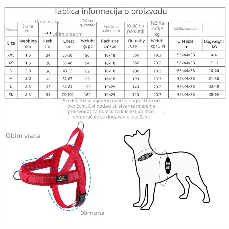 Najlonski prsni postroj za pse – cocobuddy, pakiranje 100-200