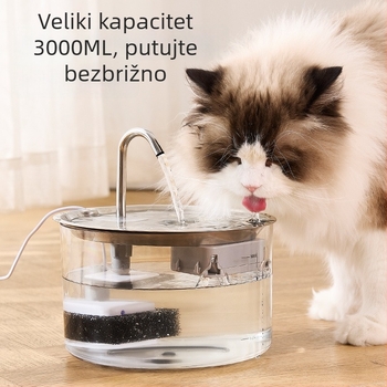 Nehrđajući čelični automatski dispenser vode za mačke s filtracijom i cirkulacijom