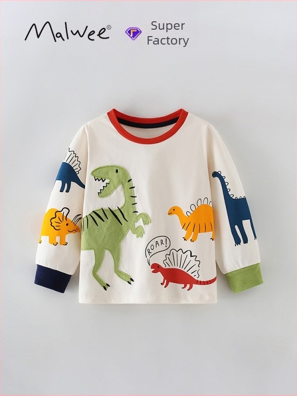 Dječja majica od pamuka s dugim rukavima i okruglim izrezom, 95% pamuk, uzrast 3–8 godina, jesen-zima