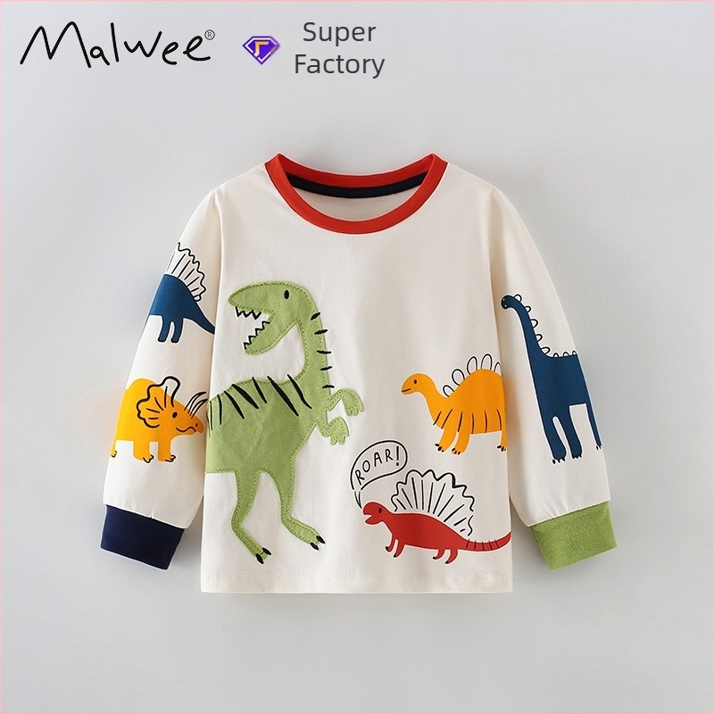 Dječja majica od pamuka s dugim rukavima i okruglim izrezom, 95% pamuk, uzrast 3–8 godina, jesen-zima