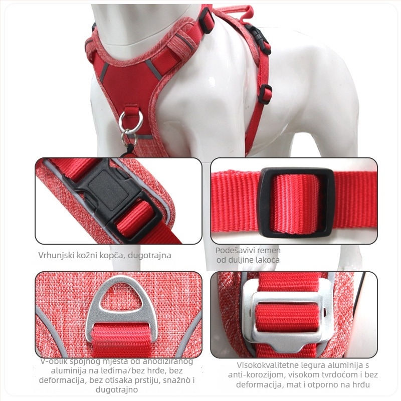 Huida Nylon Reflective Dog Chest Harness with Anti-Choke