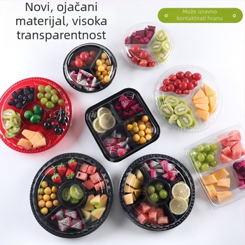 Jednokratna prozirna PET kutija za voće s poklopcem i podijeljenim dizajnom