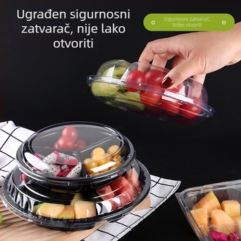Jednokratna prozirna PET kutija za voće s poklopcem i podijeljenim dizajnom