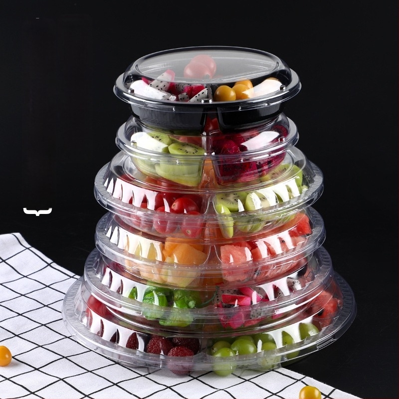 Jednokratna prozirna PET kutija za voće s poklopcem i podijeljenim dizajnom