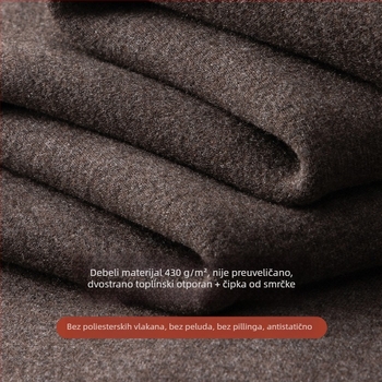Muški termalni prsluk s V-izrezom, fleece podstava, dvostruki sloj, viskozna tkanina, ekstra debela 401–500 g/m²