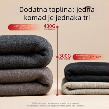 Muški termalni prsluk s V-izrezom, fleece podstava, dvostruki sloj, viskozna tkanina, ekstra debela 401–500 g/m²