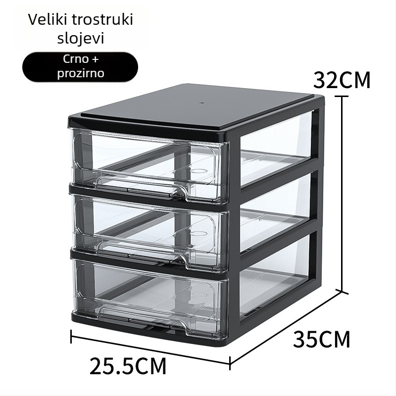 Stolna ladica za pohranu, prozirni plastični organizator za kozmetiku i uredski pribor