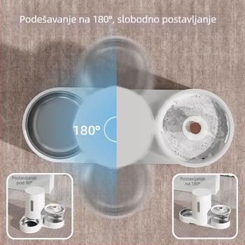 Električni dispenser za vodu za kućne ljubimce i automatska hranilica za mačke i pse, s velikim kapacitetom, odjeljak suho–mokro, integrirani sustav vode i hrane