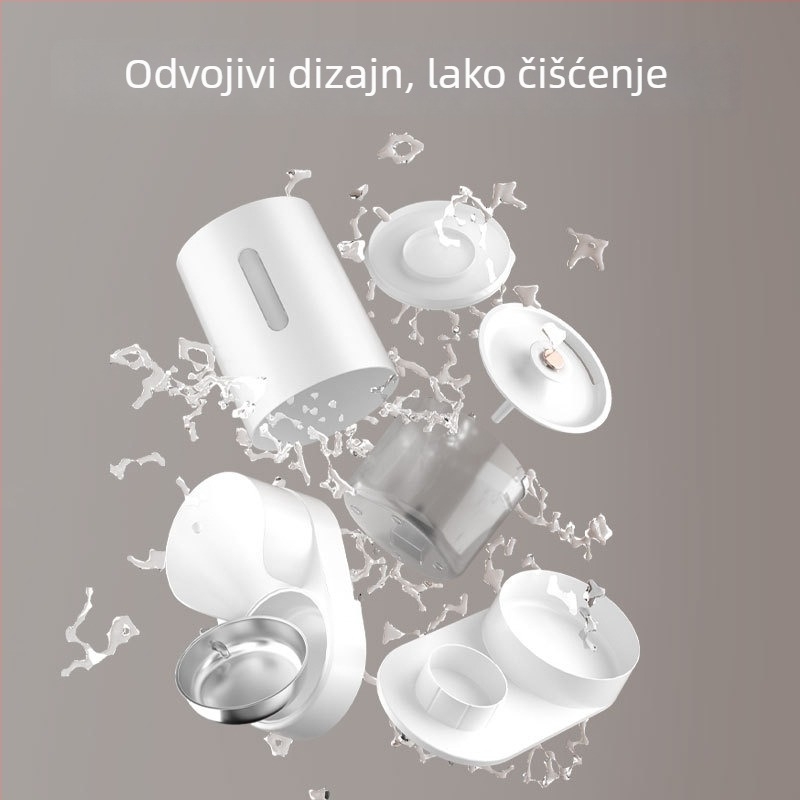 Električni dispenser za vodu za kućne ljubimce i automatska hranilica za mačke i pse, s velikim kapacitetom, odjeljak suho–mokro, integrirani sustav vode i hrane