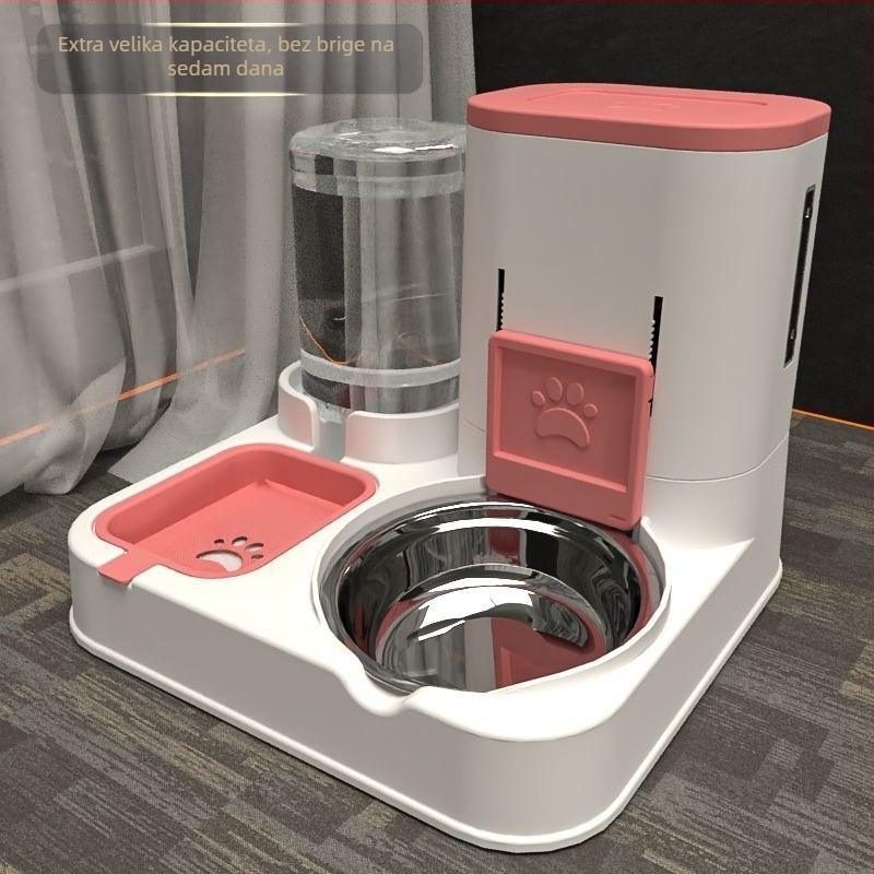Automatska hranilica za kućne ljubimce s zdjelicama za mačku i psa (bez aplikacije, zdjelice nisu odvojive, bez privatnih marki)