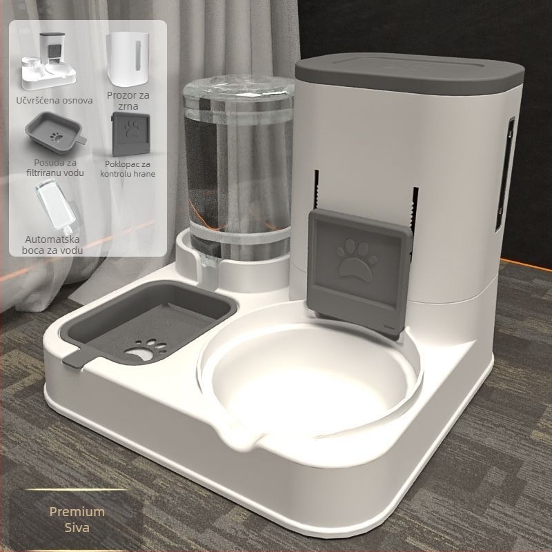 Automatska hranilica za kućne ljubimce s zdjelicama za mačku i psa (bez aplikacije, zdjelice nisu odvojive, bez privatnih marki)