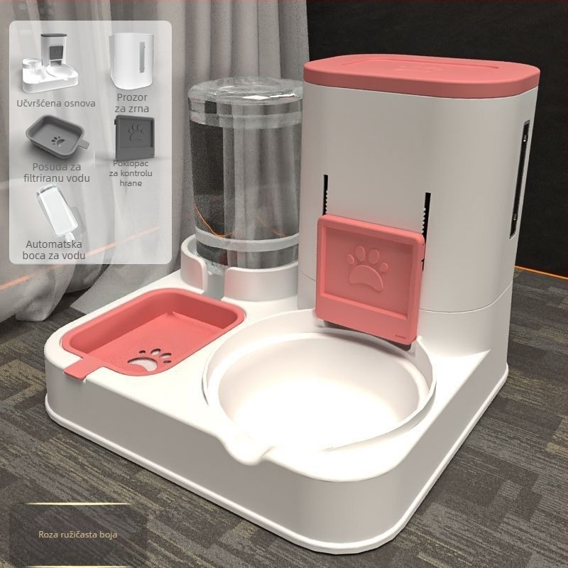 Automatska hranilica za kućne ljubimce s zdjelicama za mačku i psa (bez aplikacije, zdjelice nisu odvojive, bez privatnih marki)