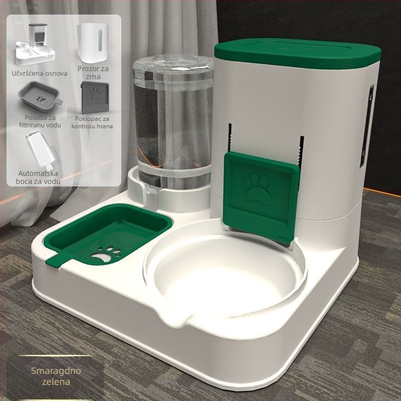 Automatska hranilica za kućne ljubimce s zdjelicama za mačku i psa (bez aplikacije, zdjelice nisu odvojive, bez privatnih marki)