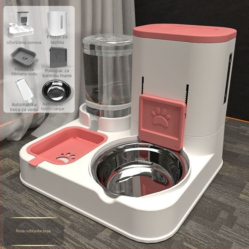 Automatska hranilica za kućne ljubimce s zdjelicama za mačku i psa (bez aplikacije, zdjelice nisu odvojive, bez privatnih marki)