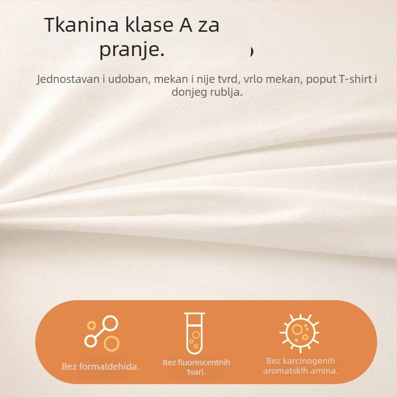 Dječji pravokutni jastuk s podrškom za vrat, punilo Feather Velvet 100%, Class A tkanina pamuk-poliester, perivo