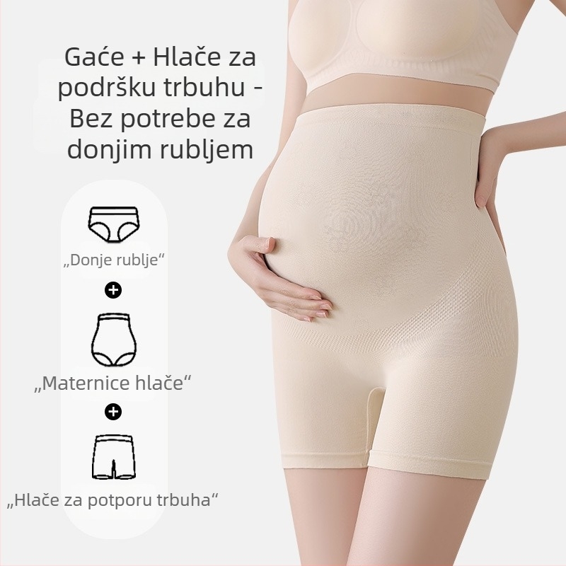 Hlače za trudnice s visokim strukom, prozračne i antibakterijske, od najlona, pletene, vlakana 30