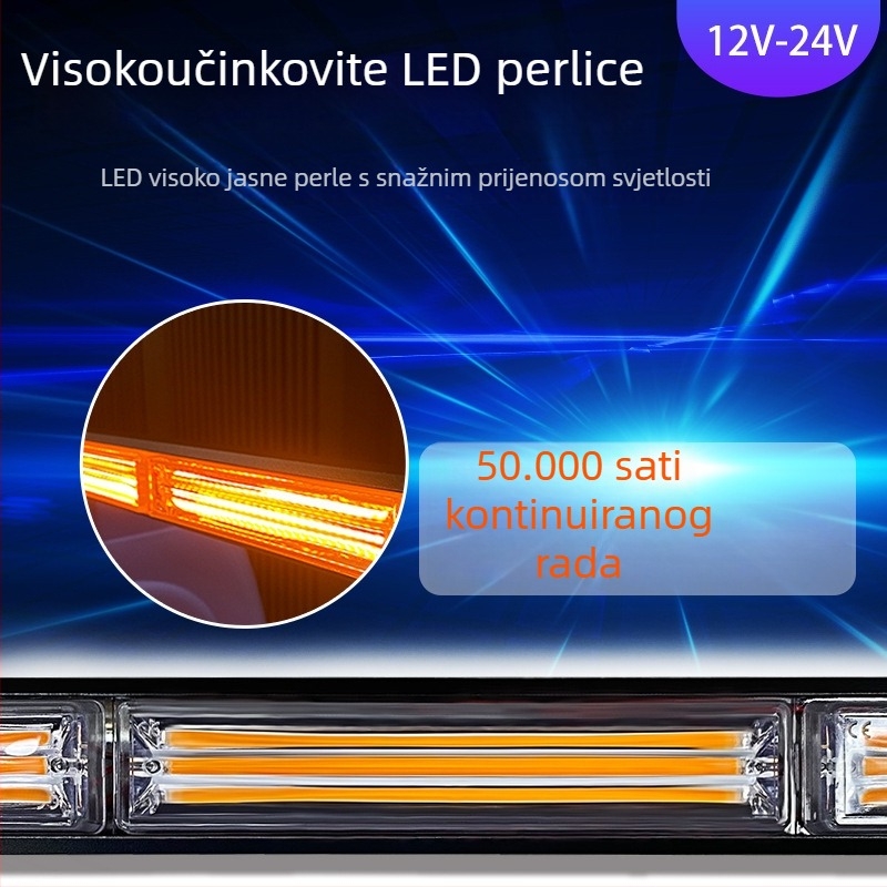 Kamionska COB duga strob svjetiljka za krov – aluminijska legura, 24V, 36W, vodootporna (Model: Long strobe light)