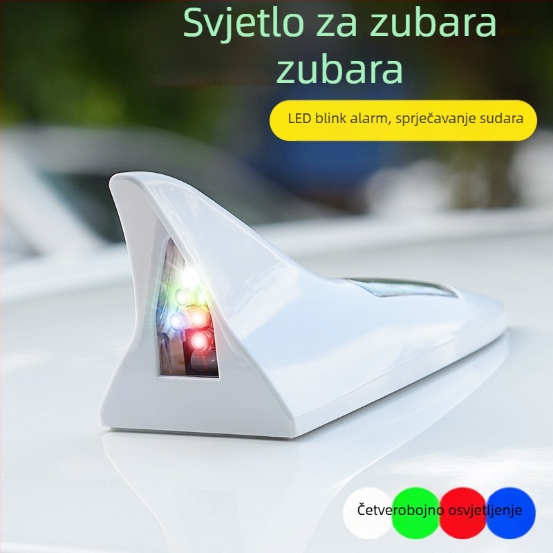 Solarna LED svjetlosna lampica s plutvom ajkule za auto, protiv sudara, 8 LED, dekorativna antena na krovu