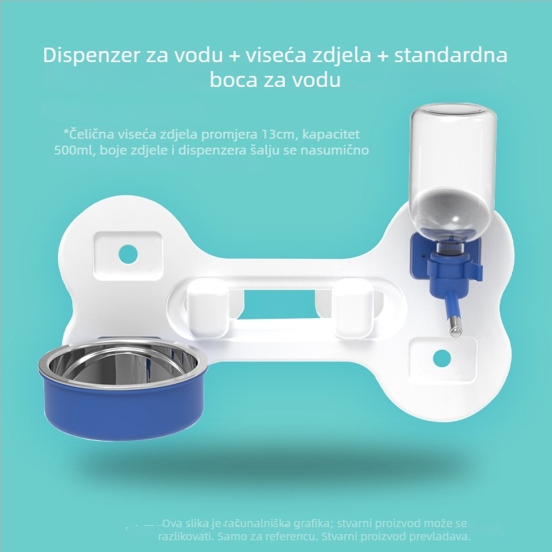 Viseći napajač vode za pse u kućici, plastični, automatska ishrana, sprječava prosipanje, kompatibilan s kućicama