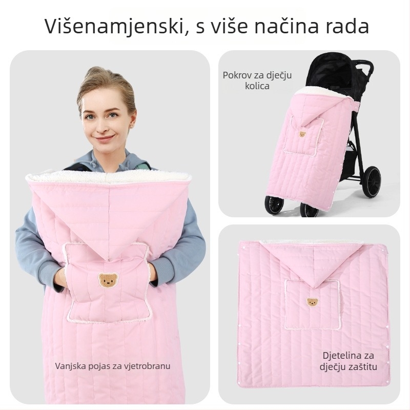 Deka za kolica za bebe — jesen-zima topla i otporna na vjetar, flanel materijal, korejski stil, za novorođenčad do 6 godina