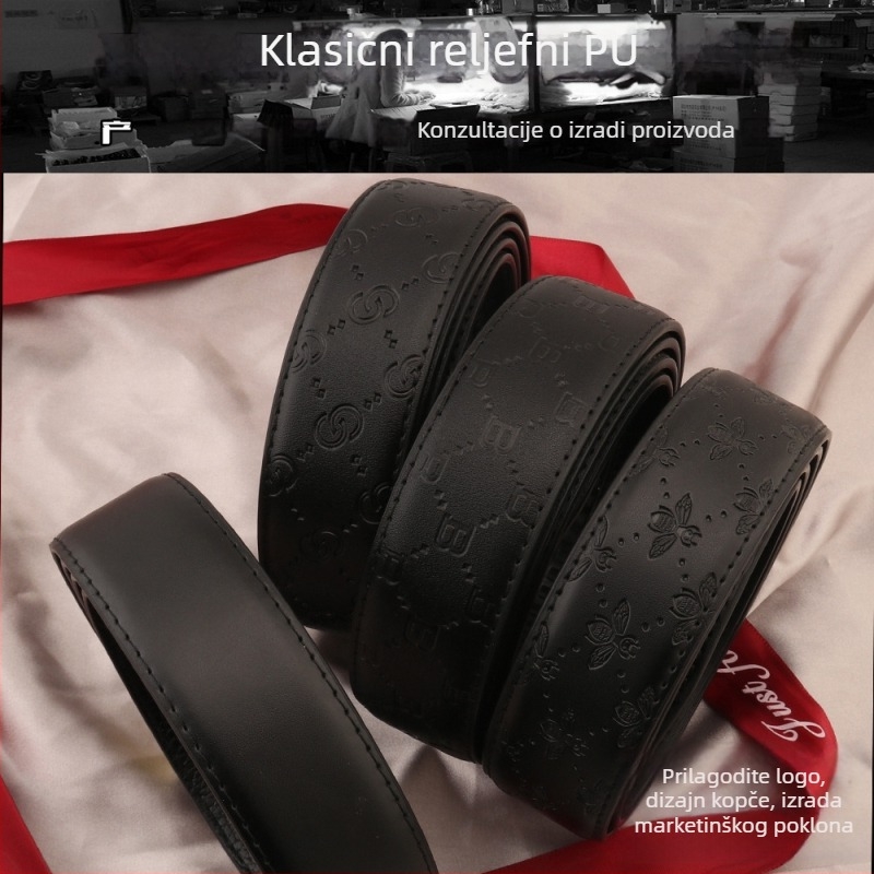 Muški remen od PU kože s reljefnim uzorkom, automatska kopča, širina 2–4 cm, korejski stil.
