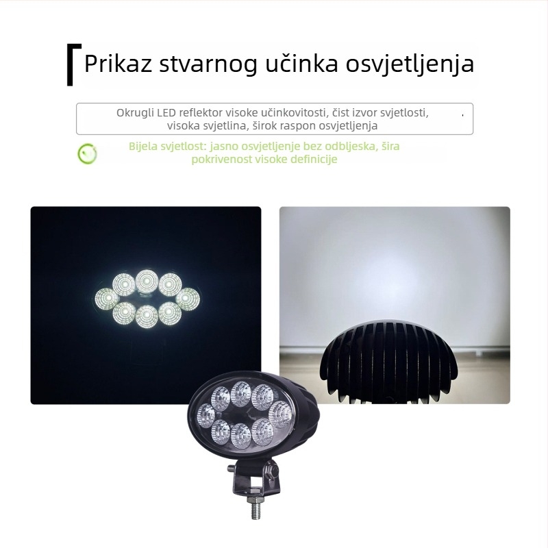 LED svjetlo za kabinu traktora, široko vidljivo polje, 24W, DC12-60V, 1040 lm, 6000-6500K