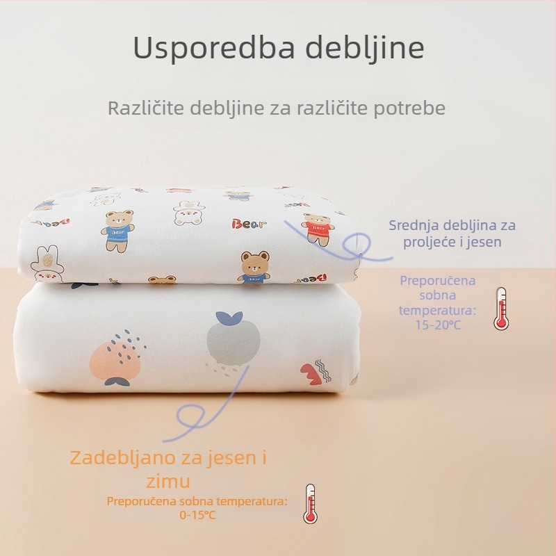 Dječja deka od 95% pamuka s motivom životinja, Zima 2025 izdanje, Sigurnosna razina A, Yi shuang'er