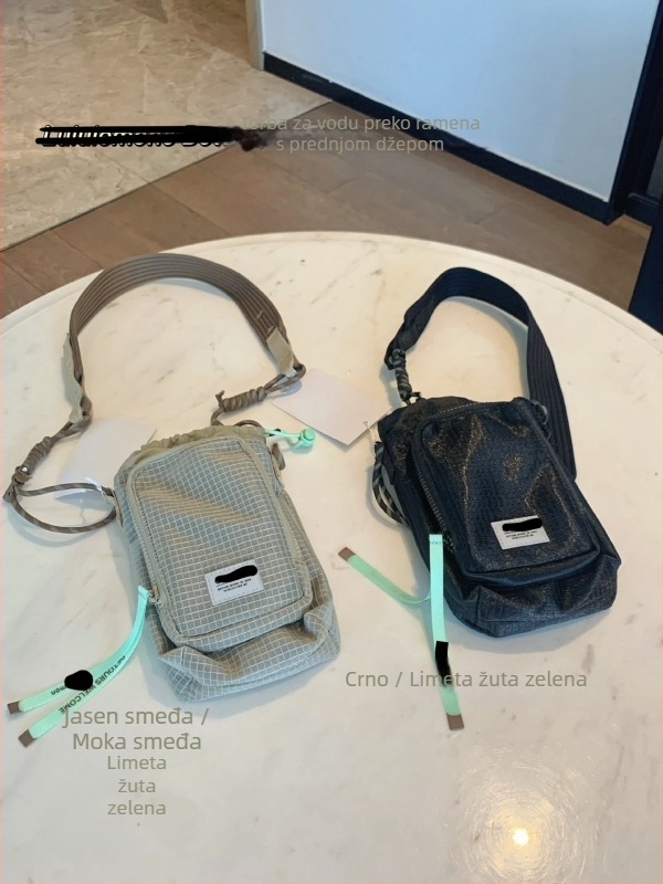 Bucket crossbody torba uličnog stila, zatvaranje šnuralom, poliester, unutarnji ID džep