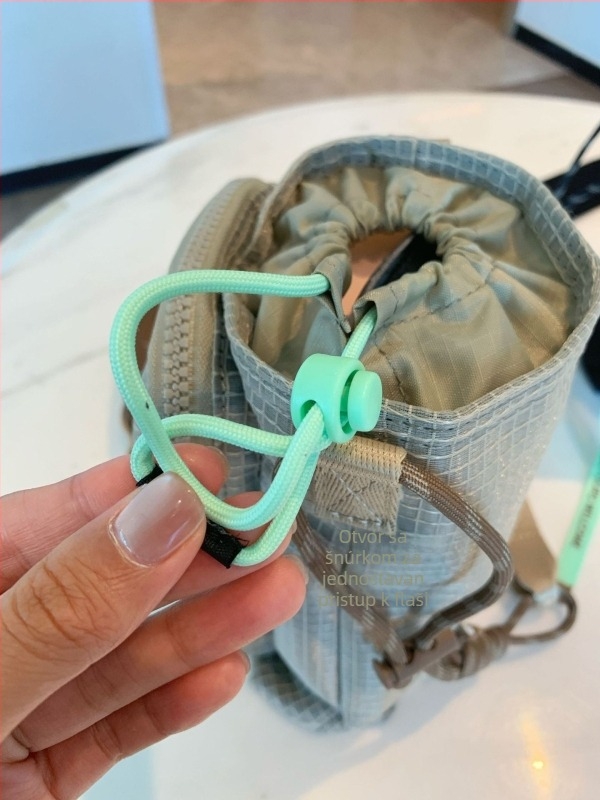 Bucket crossbody torba uličnog stila, zatvaranje šnuralom, poliester, unutarnji ID džep