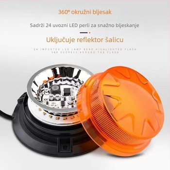 Automobilska magnetska stropna strob svjetiljka – 12-24V, LED, oblik Plum Blossom, rotirajuća