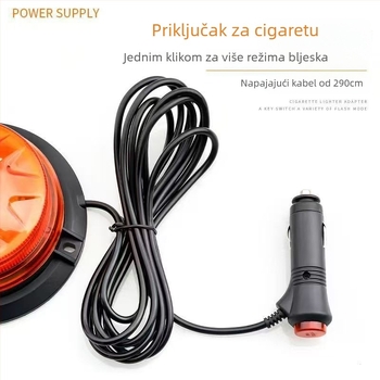 Automobilska magnetska stropna strob svjetiljka – 12-24V, LED, oblik Plum Blossom, rotirajuća