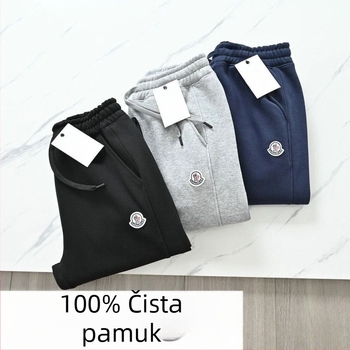 Izšivane sportske hlače jogger, unisex, ravni kroj, duljina 9/10, Velveteen tkanina s Cupro vlaknima