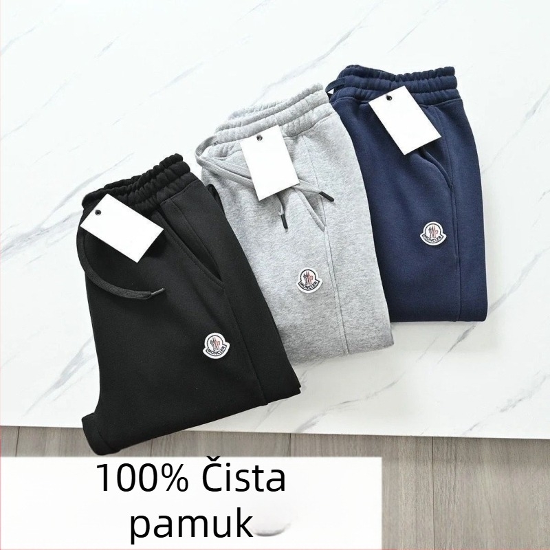 Izšivane sportske hlače jogger, unisex, ravni kroj, duljina 9/10, Velveteen tkanina s Cupro vlaknima
