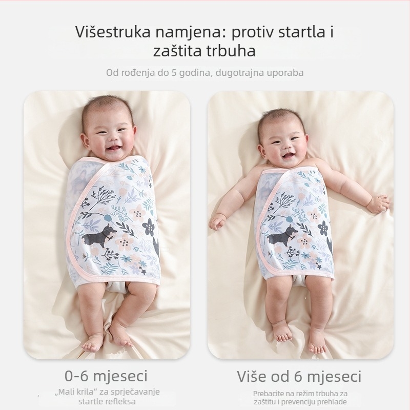 Zavinjač za novorođenče od bambusovih vlakana – koži prijazna, sve sezone, sigurnost Klasa A, uzorci: životinje, crtani likovi i cvijeće