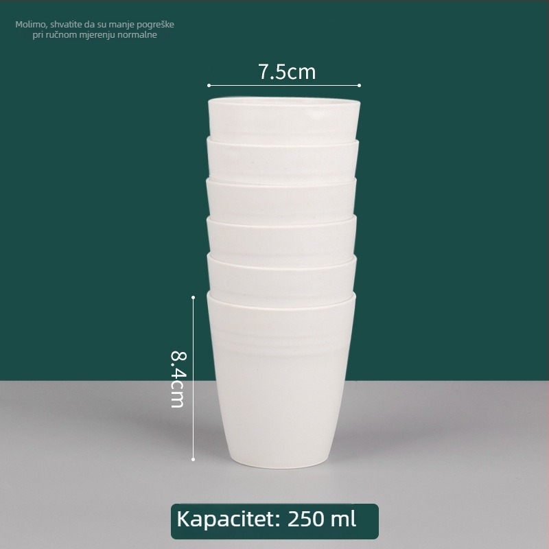 Jednokratna čaša od rižine ljuske, prehrambene kvalitete, kapacitet 101–200 ml, pogodna za mikrovalnu, biološki razgradiva